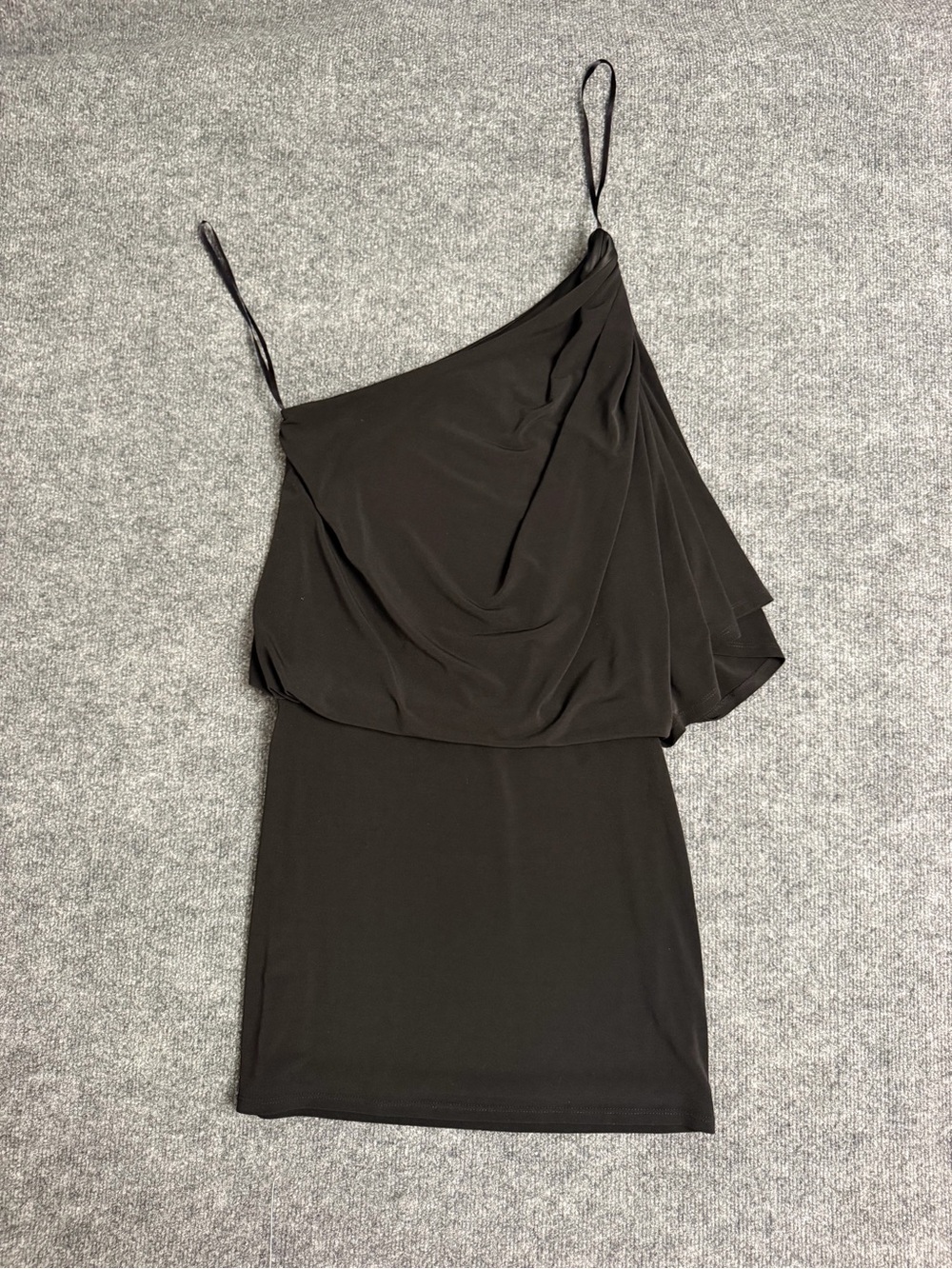 Jessica Simpson Black One-Shoulder Draped Mini Dress
